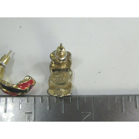 Vintage Red Blue Braided Enamel Pierced Earrings 51524 - Picture 6 of 6